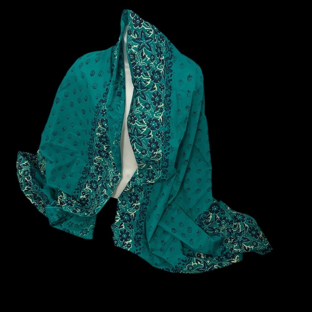 Teal and Blue oversized Patterned Scarf cover up